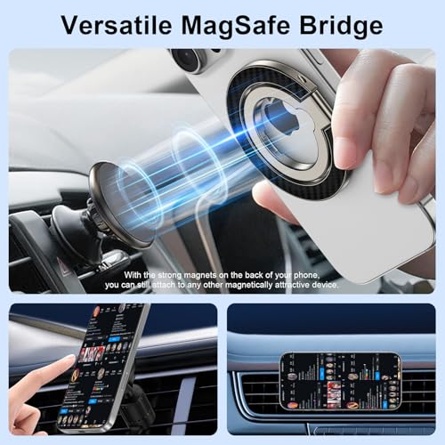 Magnetic Phone Ring Holder for MagSafe Dual-Side Magnetics, Removable Magsafe Phone Grip with Kickstand for Samsung Galaxy S26 S25 S24 Ultra Z Flip7 iPhone 17 16 Plus 15 Pro Max,Fit Magnetic Car Mount - color: gray