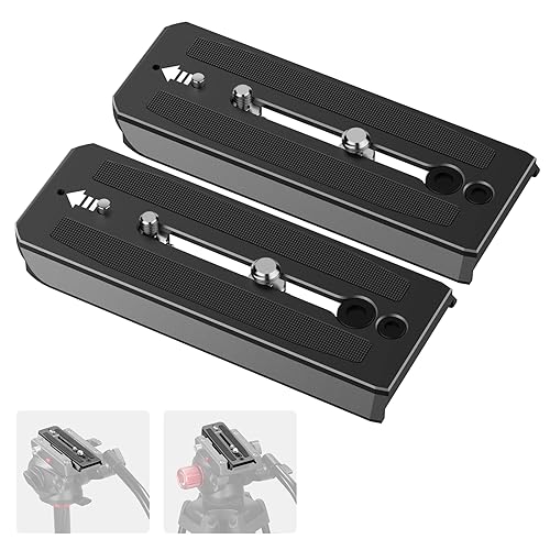 Neewer 2 Pack 501PL Tripod Fluid Head Quick Release Plate, Camera Mounting Plate with 1/4" 3/8" Screws, Anti Off Pin for GM001 GM002 GM006 Fluid Heads, QR5 - style: QR5/2 Pack