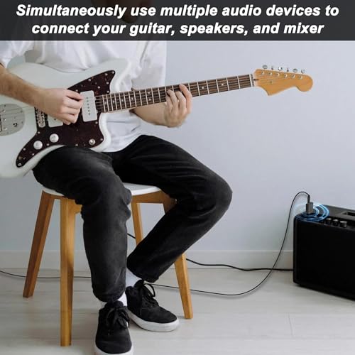XMSJSIY 1/4" 6.35mm Stereo Plug to Dual 6.35mm Stereo Audio Jack Splitter Adapter 1/4 TRS Male to 2 Female Splitter Converter for Microphone Headphone Guitar Speaker Instrument