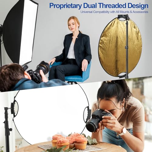 32''(80cm) Reflector Photography, Collapsible Light Reflector with Bag & tilt Adapter, 5 in 1 Handle Reflector for Studio & Outdoor Lighting -Photographer's Gift, No More Assistants Needed - style: Dual Handles