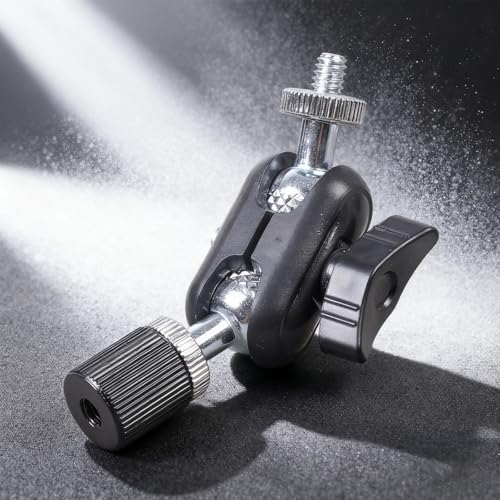 Aluminum Alloy 16mm Ballhead 1/4" Screw Miniature Ball Head Adapter for DSLR Camera Tripod Mount 360rotatable Design Compactly Size Camera Ball Head - color: Silver
