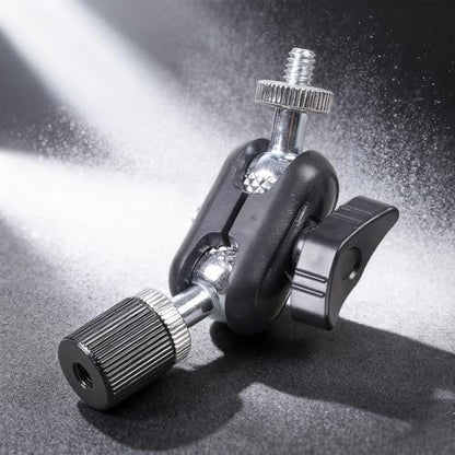 Aluminum Alloy 16mm Ballhead 1/4" Screw Miniature Ball Head Adapter for DSLR Camera Tripod Mount 360rotatable Design Compactly Size Camera Ball Head - color: Silver