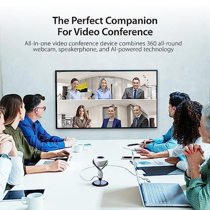 j5create 360 All Around AI-Powered Conference Room Camera with Speakerphone, Smart-Tracking, Auto-Framing, Include a Remote Control (JVU368)