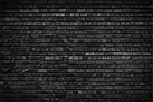 Laeacco 5x3ft Black Brick Wall Backdrop Dark Gray Wall Dim Color Tone Rough Texture Brick Photography Background Birthday Party Decor Adult Artistic Portrait Shoot Studio Video Props - size: 5x3ft