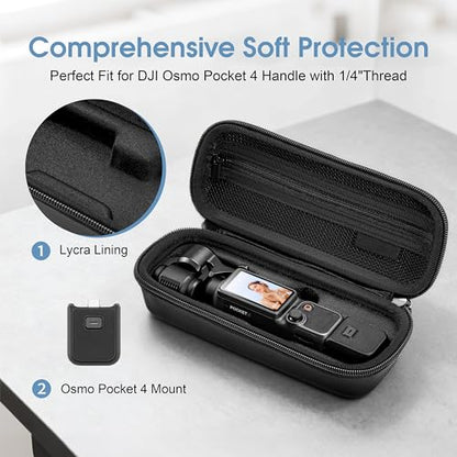 Osmo Pocket 4 Carrying Case for DJI OSMO Pocket 4 3 Accessories For Xtra Muse Portable PU Storage Small Protector Hard Bag Protective With Carabiner & Wrist Strap