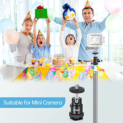 UTEBIT 2 Pack Universal 1/4" Swivel Mini Ball Head Screw Tripod Mount | 360° Rotating Mount Base Adapter 1/4" Camera Hot Shoe Mount for DSLR Cameras Vive Tripods Monopods Camcorder Light Stand - size: 12MM BALL-2PACK