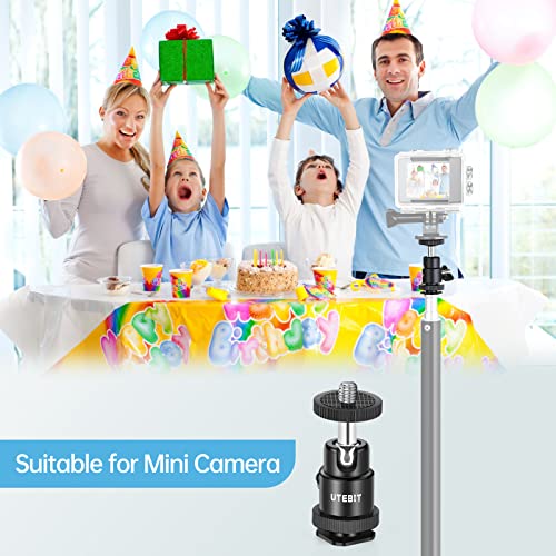 UTEBIT 2 Pack Universal 1/4" Swivel Mini Ball Head Screw Tripod Mount | 360° Rotating Mount Base Adapter 1/4" Camera Hot Shoe Mount for DSLR Cameras Vive Tripods Monopods Camcorder Light Stand - size: 12MM BALL-2PACK