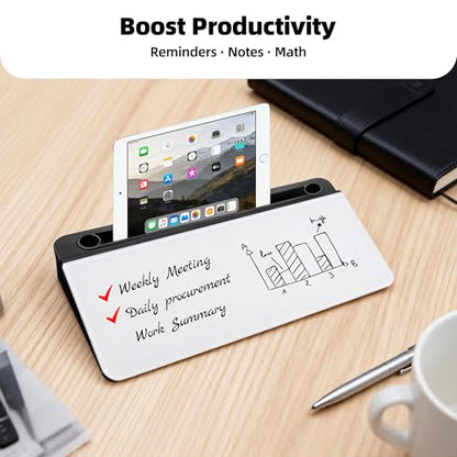 Desktop Whiteboard, Glass Dry Erase Board, Desk Board Buddy,Computer Keyboard Stand,Desk Whiteboard Organizer for Home,Office,School Supplies(Black) - color: Black