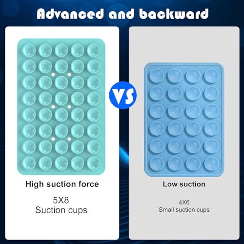 Double Sided Silicone Suction Phone Holder Mount, Silicon Accessory for iPhone and Android, Hands-Free Mirror Shower Phone Holder, TikTok Videos and Selfies (Light Blue+Sand Pink) - color: Light Blue+Sand Pink