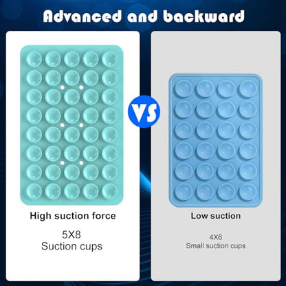 Double Sided Silicone Suction Phone Holder Mount, Silicon Accessory for iPhone and Android, Hands-Free Mirror Shower Phone Holder, TikTok Videos and Selfies (Light Blue+Sand Pink) - color: Light Blue+Sand Pink