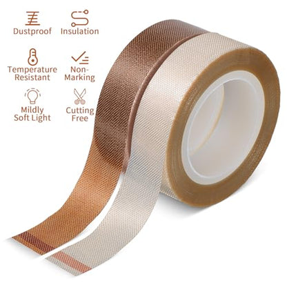 Light Dimming Tape, Led Light Strip Tape 0.59 in x 32.8 ft Light Dimming Masking Cover Sticker Soften Lighting Blocking Sticker Fits LED Strips, Cabinet, Cove, TV Backlight (Beige&Brown,2) - color: Beige&Brown