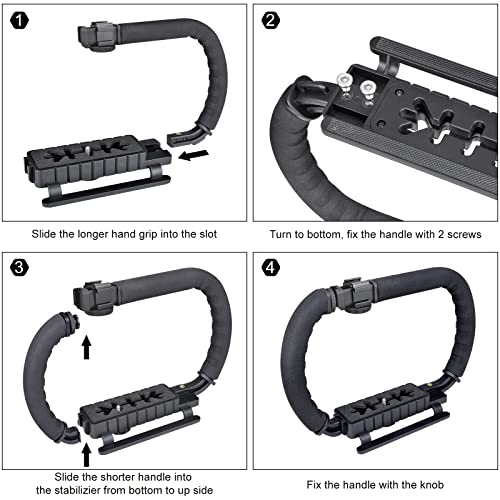 3-Shoe DSLR/Mirrorless/Action Camera Camcorder Phone Stabilizer Expansion Cage Mount Moviemaking Holder Rig YouTube Tiktok Vlogging Video Kit Compatible with GoPro Canon Nikon Sony iPhone Android