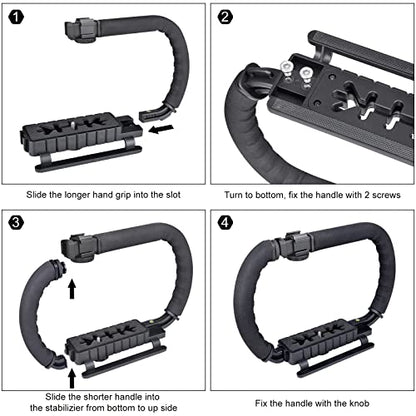 3-Shoe DSLR/Mirrorless/Action Camera Camcorder Phone Stabilizer Expansion Cage Mount Moviemaking Holder Rig YouTube Tiktok Vlogging Video Kit Compatible with GoPro Canon Nikon Sony iPhone Android