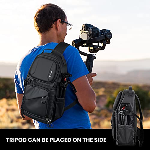 TARION Camera Sling Bag Backpack - DSLR Sling Camera Bag for Photographers | Cross body Sling Bag with Raincover Tripod Holder Photography Compact Slingpack Black TR-S - color: Sling Bag Black, size: Large