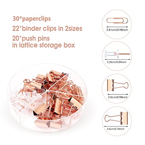 KAAKOW Rose Gold Desk Organizers and Accessories Office Supplies Set Stapler, Pen Holder, Phone Holder, Scissors, Pen, Ruler, 30 Paper Clips, 22 Binder Clip, 20 Tacks and 1000pcs Staples - color: Rose Gold