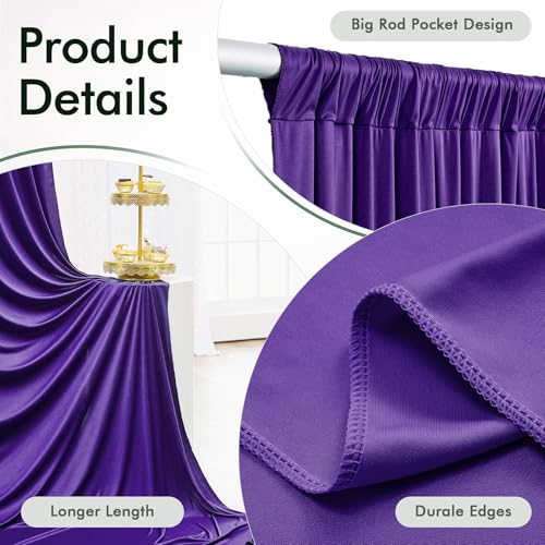 10ftx12ft Wrinkle Free Purple Backdrop Curtain,2 Panels 12FT Height Wedding Backdrop Drapes,Silky Polyester Back Drop Cloth for Birthday Photography Background Party Backdrop Draping - color: Purple, size: (W)5ft x (H)12ft (2 Panel)