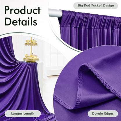 10ftx12ft Wrinkle Free Purple Backdrop Curtain,2 Panels 12FT Height Wedding Backdrop Drapes,Silky Polyester Back Drop Cloth for Birthday Photography Background Party Backdrop Draping - color: Purple, size: (W)5ft x (H)12ft (2 Panel)