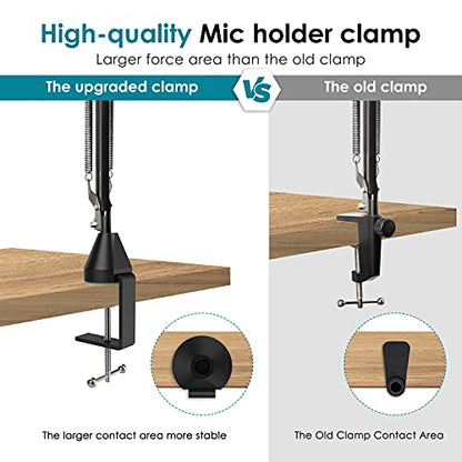 YOUSHARES Table Mount Clamp for Mic - Boom Arm Clamp for Microphone Arm Stand with Adjustable Screw, the Maximum Gap is 6cm/2.36 inch - color: Green