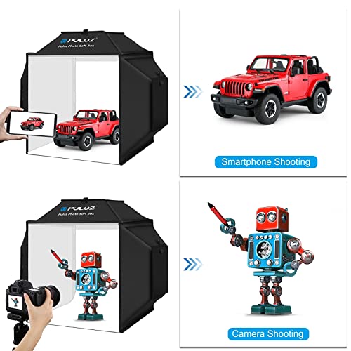 PULUZ Upgraded 16x16 inch Photo Light Box, 480 LEDs Photo Studio Tent Soft Box, CRI 95+ Dimmable Shooting Box with 4 Backdrops for Product Photography