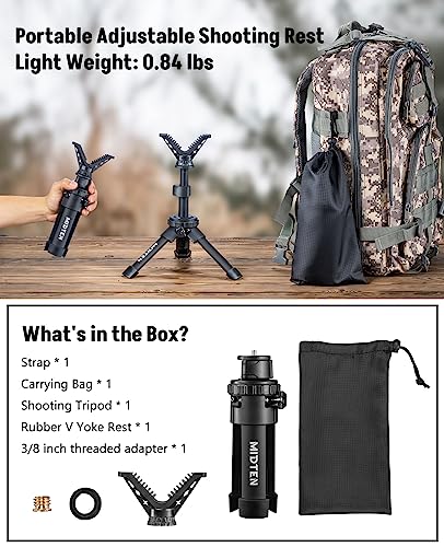 MidTen Portable Shooting Rest Tripod Rifle Stand for Range - Lightweight Bench Rest with 360 Rotate V Yoke Holder - size: 7.5-15''