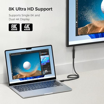 Cable Matters 40Gbps USB C Extension Cable - 1.6ft / 0.5m, Supports [8K@60Hz/4K@240Hz Video, 240W Charging, 40Gbps Data Transfer] USB 4 Extension Cable, Thunderbolt 4/5, Nintendo Switch 2 Compatible - size: 1.6 Feet