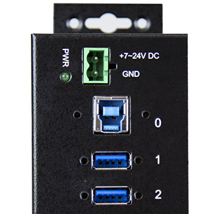 StarTech 10-Port Industrial USB 5Gbps Hub, Mountable, TAA (ST1030USBM) | Steel housing, ESD and surge protection, DIN/wall/desk mount, 7-24V terminal block power