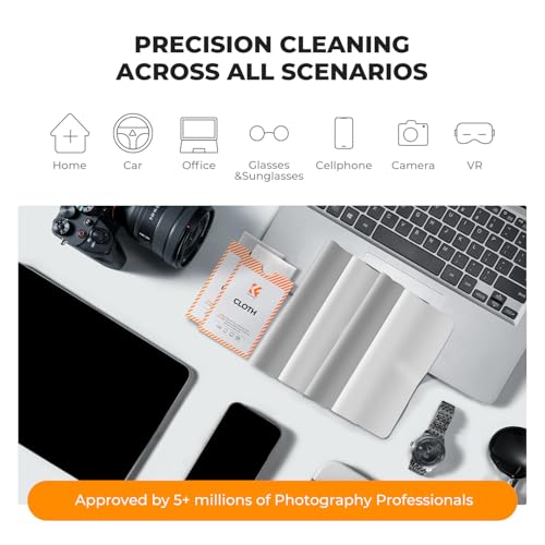 K&F CONCEPT 6 Pack Lens Cleaning Cloth | Microfiber Cleaning Cloth | Glasses Cleaning Cloths | Eyeglass Lens Cleaner | Eyeglasses, Camera Lens, VR/AR Headset, and Screen Cleaning | White & Grey