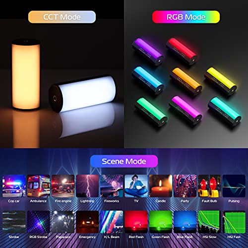 ULANZI 2 Pack Handheld Light Wand, 360° RGB LED Video Light for Photography, 2000mAh Rechargeable Light Stick for Video Shooting, 2500-9000K Dimmable Camera Light w LCD, Support Magnetic Attraction - size: 2 Pieces - Mini