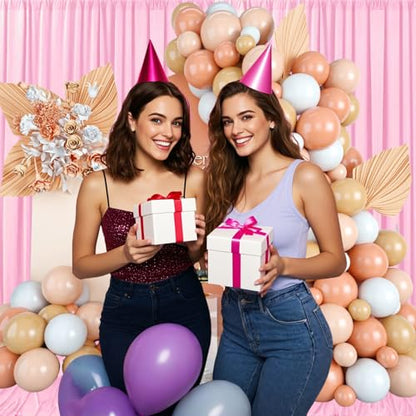 10ft x 7ft Rose Pink Backdrop Curtains for Parties, Fabric Satin Background Curtain with Rod Pockets for Weddings, Birthday, Baby Shower, Photography, Graduation Party Backdrop Drapes, 2 Panels - color: Rose Pink