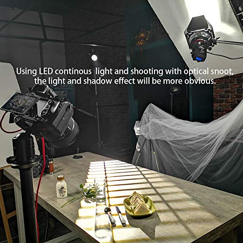 Wellmaking Bowens Mount Optical Snoot Conical, Flash Projector Attachment, Spotlight Snoot Photography Video Artist Modelling Shape Light Studio with Optical Lens Various Gobos Photography Accessories