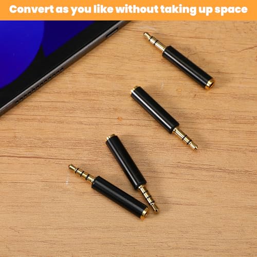 JIEYAO 4 Pack 3.5mm TRS to TRRS Adapter, Male to Female Microphone Audio Converter TRRS to TRS Adapter Microphone Audio Adapters for Cameras Recorders Audio Interfaces with TRS/TRRS Jack