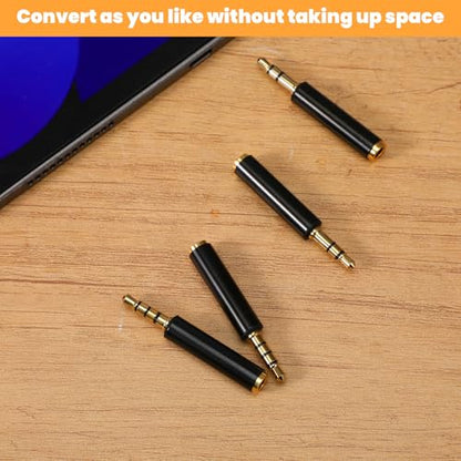 JIEYAO 4 Pack 3.5mm TRS to TRRS Adapter, Male to Female Microphone Audio Converter TRRS to TRS Adapter Microphone Audio Adapters for Cameras Recorders Audio Interfaces with TRS/TRRS Jack