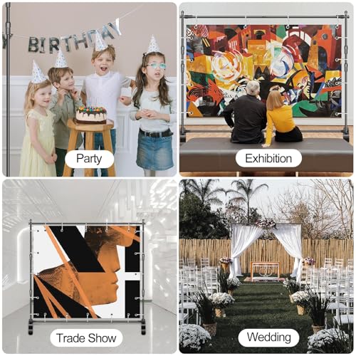 EMART Adjustable Photo Backdrop Banner Stand with 8 x 8ft (W x H) Telescopic Tubes, Suitable for Trade Shows, Professional Photography Booths, and Step and Repeat Background Displays - size: 8 x 8FT