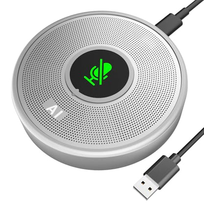 ANSTEN USB Microphone No Speaker, Laptop Computer Microphone Conference Mic, Mute Button with LED, Omnidirectional Condenser PC Desktop Mic, AI Noise Reduction, Plug & Play for Online Class Video - color: Silver