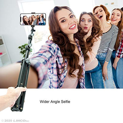 LINCO Selfie Stick Cell Phone Stand for Video Call and Conference, 360 Degree Ball Head, 63 Inches Compact Tripod Stand for Apple & Android Devices, C004B 1 Set