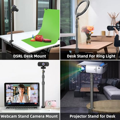 Camera Desk Mount Table Stand with Ball Head, Adjustable Light Stand with 1/4" Screw & C Clamp for DSLR Camera, Ring Light, Live Streaming, Photo Video Shooting - size: TL253H9