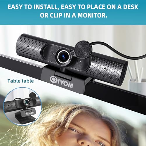 Webcam with Microphone and Speaker, 1080P Web Camera for Desktop Computer Laptop, USB Camera with Physical Privacy Cover,Plug and Play, Streaming Webcam, Wide Angle PC Cam (1080p mic Speaker)