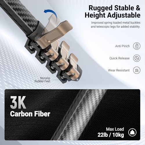 NEEWER LITETRIP Carbon Fiber Travel Tripod with Pan Tilt Low Profile Ball Head,62.4" DSLR Camera Phone Holder Stand Compatible with PD V3 Plates iPhone, 2 Center Columns,Max Load 22 lb, LT39