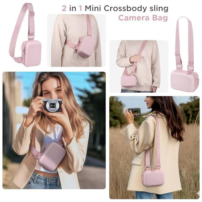 TAAOKA Digital Camera Case, Waterproof & Protective Small Camera Bag with 2 Carrying Ways, Lightweight camera sling bag for PowerShot ELPH 180/190 / Sony DSCW800/DSCW830 - Pink - color: Pink, style: Style1
