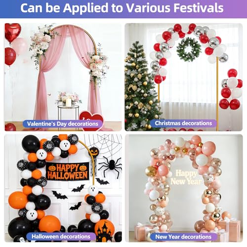 Hemmotop Arch Backdrop Stand Gold 7.2 FT | Metal, Stable with Ground Stakes, for Flowers, Balloons, Garden Decor, Ideal for Weddding, Baby Shower, Birthday Party Photo - size: 7.2ft