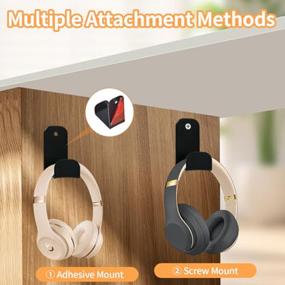 Professional Desktop Audio Workflow Bundle: Flexible Gooseneck Mic Stand with Desk Clamp & 2-Pack Adhesive Headphone Holders – Complete Setup for Streaming, Recording, Gaming