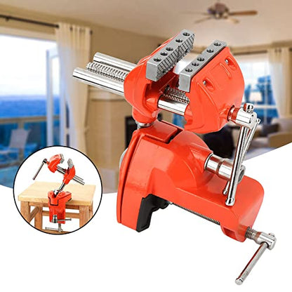 Clamp Bench Vise with Post Universal,360° Swiveling Articulating Vise,Table Clamp Vise with Swivel Base,Bench Vice for Woodworking,DIY,Drilling,Sawing Working(Orange)