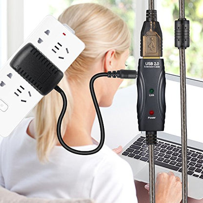 USB 2.0 A Male to A Female Extension Cable USB Active Repeater Cord with Built-in Signal Booster for Printer, Keyboard, Game Console, Loudspeaker, Oculus Rift, scanners(50 Feet with Led Light) - size: 50 Feet with Led Light