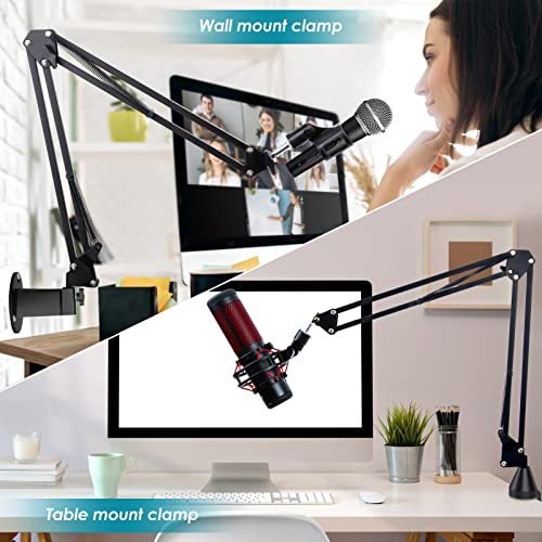 YOUSHARES Mic Stand - Microphone Arm with Upgraded Heavy Duty Clamp, Wall Mount and Universal Mic Holder for Blue Yeti/HyperX QuadCast ＆ Other Mics - color: Black Multi-Mount Stand
