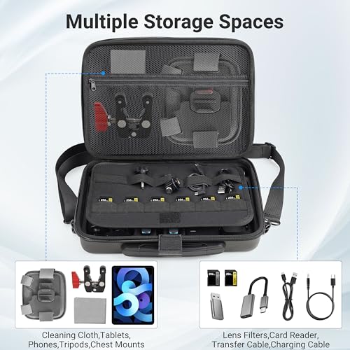 Carrying Case for Insta360 X5, Large Capacity Waterproof Travel Bag Protective Case Organizer for Insta 360 X5 Accessories, for Metal Cage, Charging Hub, Bullet Time 2.0, Foldable Selfie Stick