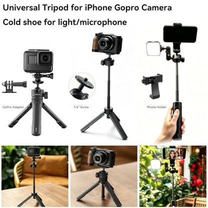 One-Click Mini Desktop Tripod for Camera, Phone & Action Cam, Adjustable Foldable Stand for Streaming, Zoom Meetings, Vlog Recording & Content Creation