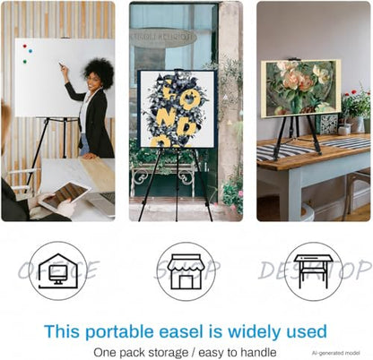RRFTOK 21-66 Inch Adjustable Art Easel Stand for Painting and Sign, Black | Metal tripod easel with reinforced triangle for poster tripod, sign stand, floor and whiteboard display - style: 66B 1-Pack