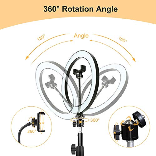 Ring Light OEBLD Dimmable with 3 Light Modes & 10 Brightness Level 360° Rotae LED Ring Fill Lights for Phone Live Stream Makeup YouTube Video Shooting (C(10'' Ring Light with Clip)) - size: C(10