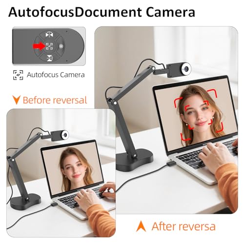 4K Document Camera for Teachers, 8MP Doc Camera & Webcam & Visualizer with AF, Mic & LED Light, Fold, A3, Image Flip for Classroom & Distance Learning for Zoom, OBS, Mac, Windows, Chromebook