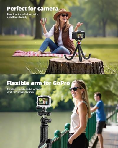 Phone Tripod, Upgraded Mini Flexible Tripod for iPhone with Wireless Remote, Portable Camera Tripod for Video Recording Vlogging Selfie, Compatible with iPhone Android Cameras